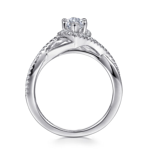 14K White Gold Marquise Halo Diamond Engagement Ring