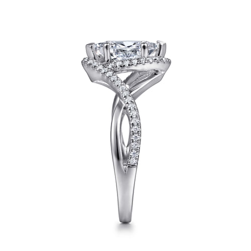 14K White Gold Marquise Halo Diamond Engagement Ring