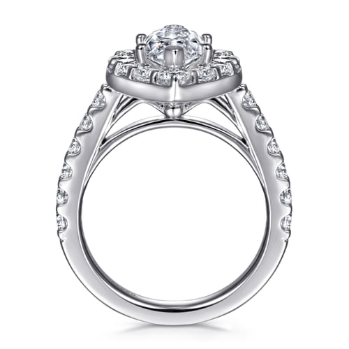 14K White Gold Marquise Halo Diamond Engagement Ring