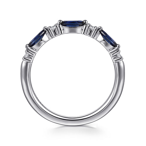 14K White Gold Marquise Sapphire and Diamond Anniversary Band