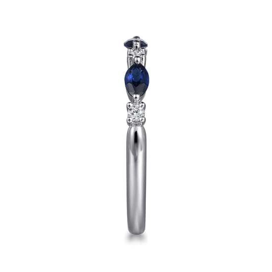 14K White Gold Marquise Sapphire and Diamond Anniversary Band angle 4