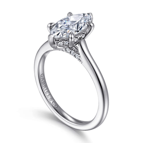 14K White Gold Marquise Shape  Diamond Engagement Ring