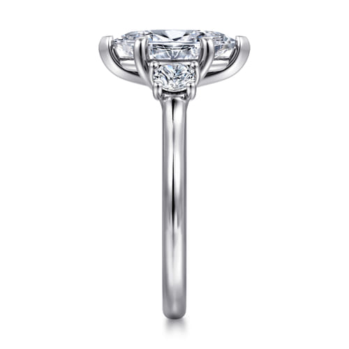 14K White Gold Marquise Shape 3 Stone Diamond Engagement Ring