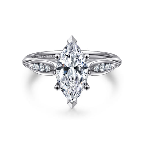 14K White Gold Marquise Shape Diamond Channel Set Engagement Ring