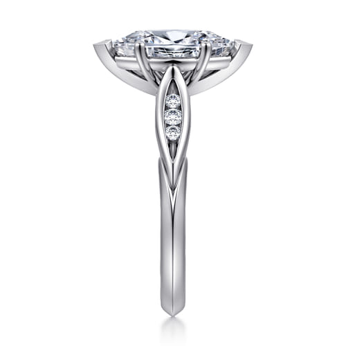 14K White Gold Marquise Shape Diamond Channel Set Engagement Ring
