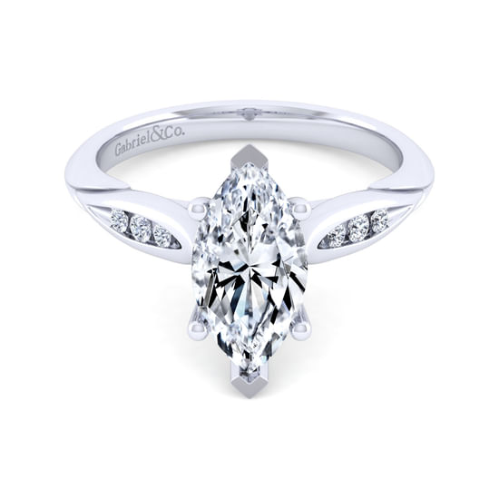 Gabriel - 14K White Gold Marquise Shape Diamond Channel Set Engagement Ring