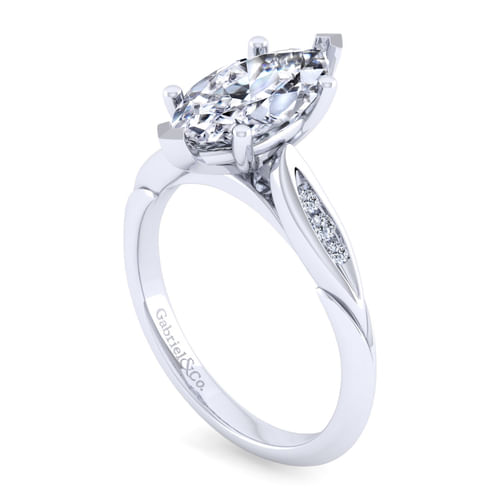 14K White Gold Marquise Shape Diamond Channel Set Engagement Ring