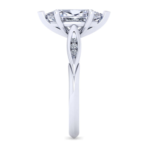 14K White Gold Marquise Shape Diamond Channel Set Engagement Ring
