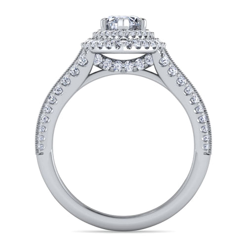 14K White Gold Marquise Shape Diamond Channel Set Engagement Ring