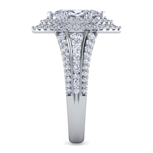 14K White Gold Marquise Shape Diamond Channel Set Engagement Ring