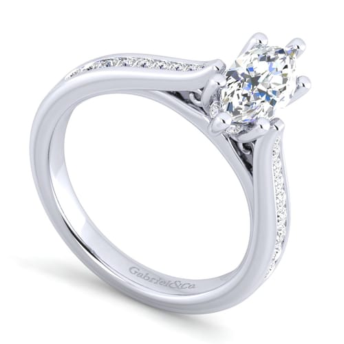 14K White Gold Marquise Shape Diamond Channel Set Engagement Ring
