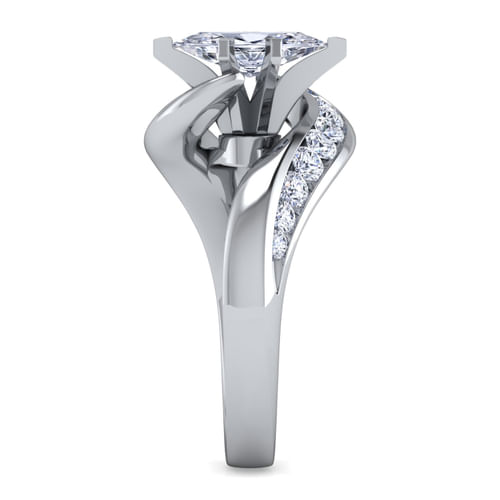 14K White Gold Marquise Shape Diamond Channel Set Engagement Ring