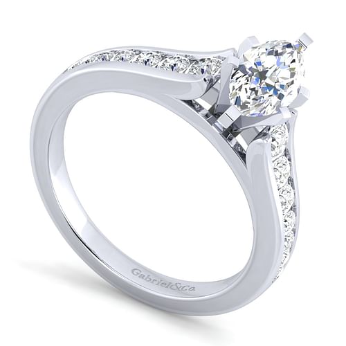 14K White Gold Marquise Shape Diamond Channel Set Engagement Ring