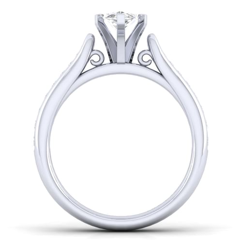 14K White Gold Marquise Shape Diamond Channel Set Engagement Ring
