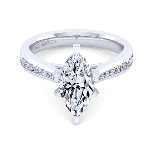 14K White Gold Marquise Shape Diamond Channel Set Engagement Ring