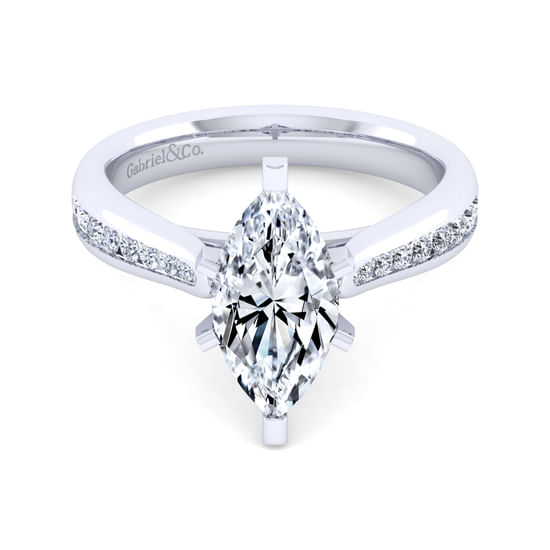 Gabriel - 14K White Gold Marquise Shape Diamond Channel Set Engagement Ring