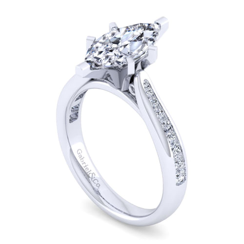 14K White Gold Marquise Shape Diamond Channel Set Engagement Ring