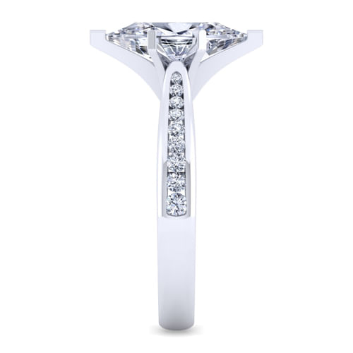 14K White Gold Marquise Shape Diamond Channel Set Engagement Ring