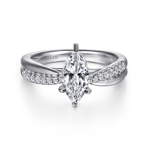 14K White Gold Marquise Shape Diamond Engagement Ring 14K White Gold Marquise Shape Diamond Engagement Ring