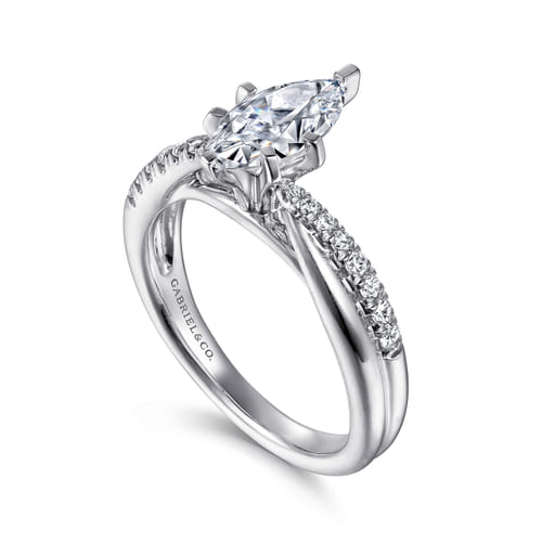 14K White Gold Marquise Shape Diamond Engagement Ring 14K White Gold Marquise Shape Diamond Engagement Ring