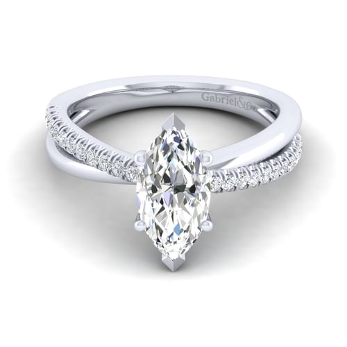 14K White Gold Marquise Shape Diamond Engagement Ring