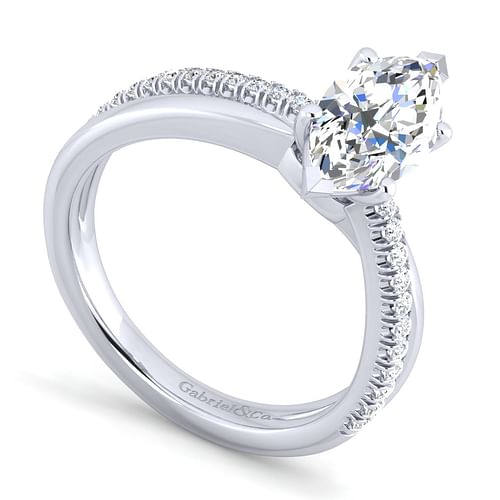 14K White Gold Marquise Shape Diamond Engagement Ring