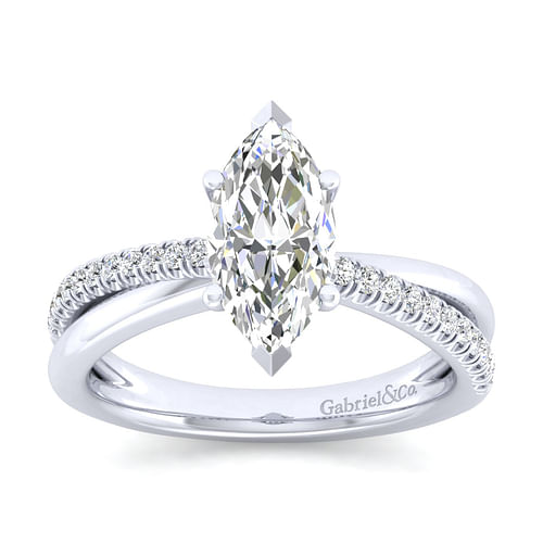14K White Gold Marquise Shape Diamond Engagement Ring