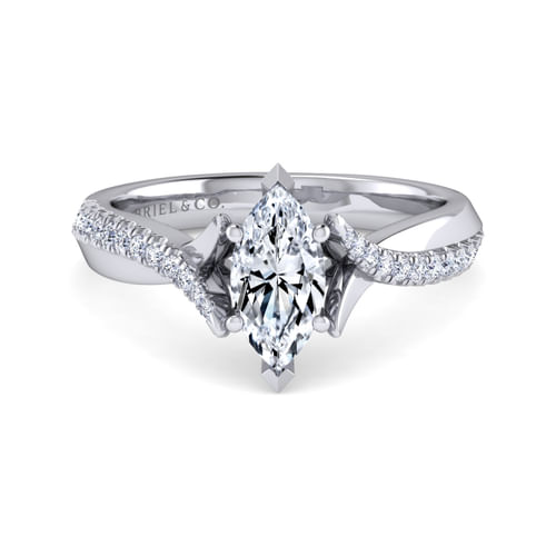 14K White Gold Marquise Shape Diamond Engagement Ring