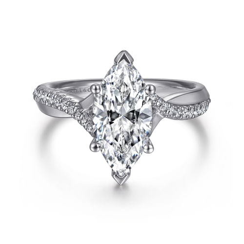 14K White Gold Marquise Shape Diamond Engagement Ring