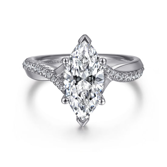 Gabriel - 14K White Gold Marquise Shape Diamond Engagement Ring