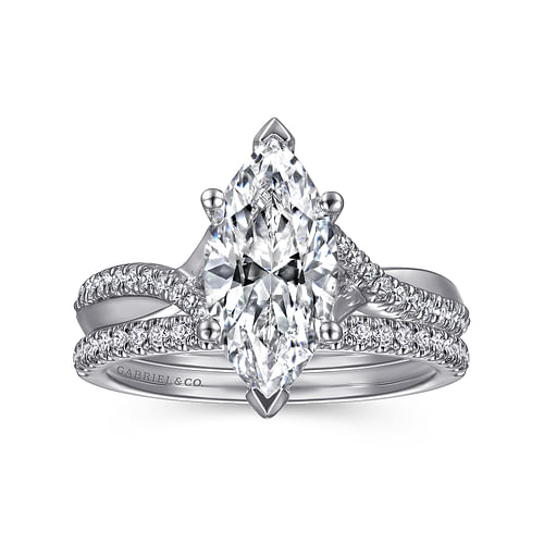 14K White Gold Marquise Shape Diamond Engagement Ring
