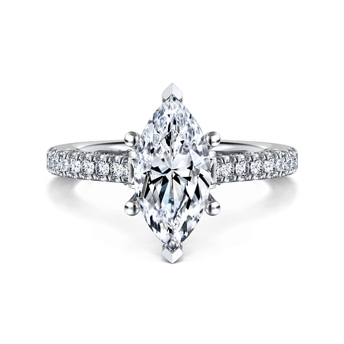 14K White Gold Marquise Shape Diamond Engagement Ring