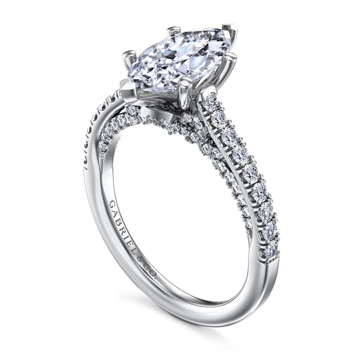 14K White Gold Marquise Shape Diamond Engagement Ring