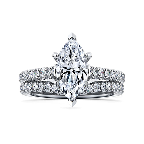 14K White Gold Marquise Shape Diamond Engagement Ring