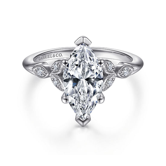 Gabriel - 14K White Gold Marquise Shape Diamond Engagement Ring