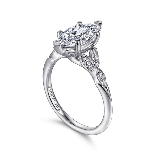 14K White Gold Marquise Shape Diamond Engagement Ring