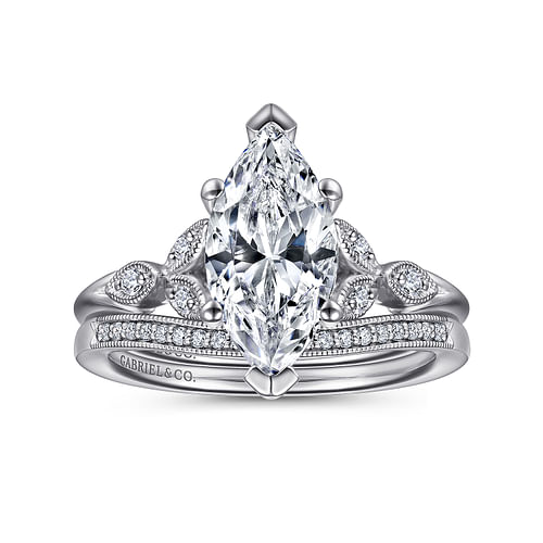 14K White Gold Marquise Shape Diamond Engagement Ring
