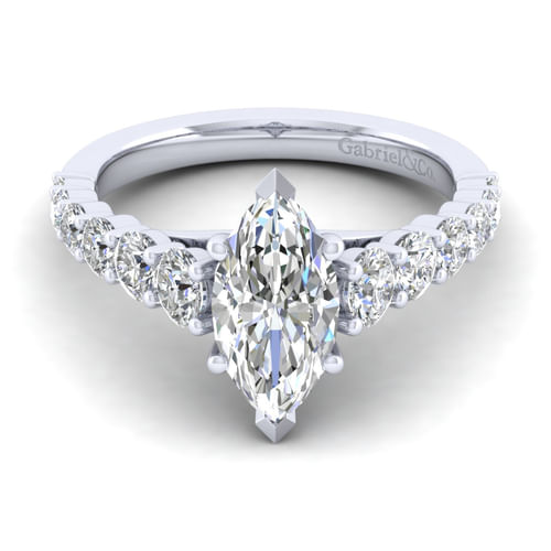 14K White Gold Marquise Shape Diamond Engagement Ring