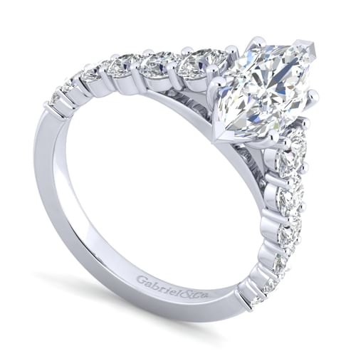 14K White Gold Marquise Shape Diamond Engagement Ring