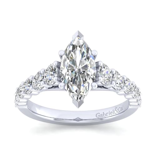 14K White Gold Marquise Shape Diamond Engagement Ring