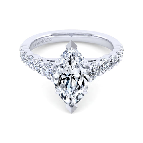 14K White Gold Marquise Shape Diamond Engagement Ring