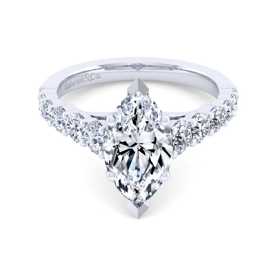 Gabriel - 14K White Gold Marquise Shape Diamond Engagement Ring
