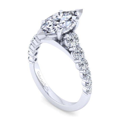 14K White Gold Marquise Shape Diamond Engagement Ring