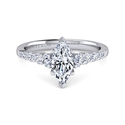 14K White Gold Marquise Shape Diamond Engagement Ring