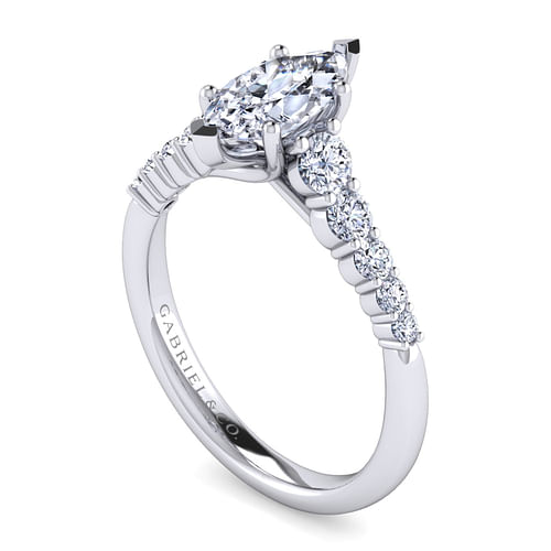 14K White Gold Marquise Shape Diamond Engagement Ring