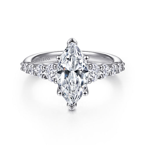 14K White Gold Marquise Shape Diamond Engagement Ring