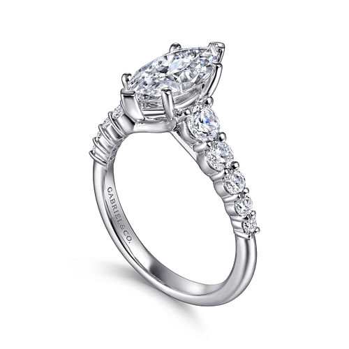 14K White Gold Marquise Shape Diamond Engagement Ring