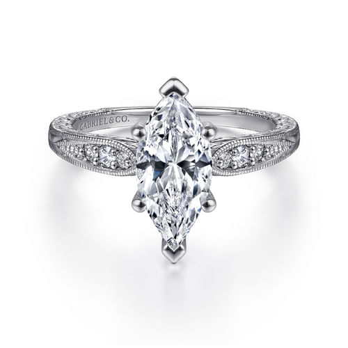 14K White Gold Marquise Shape Diamond Engagement Ring