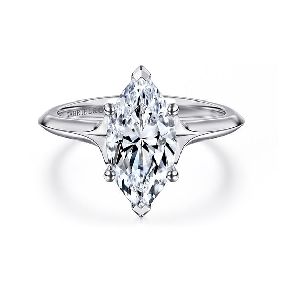 Gabriel - 14K White Gold Marquise Shape Diamond Engagement Ring