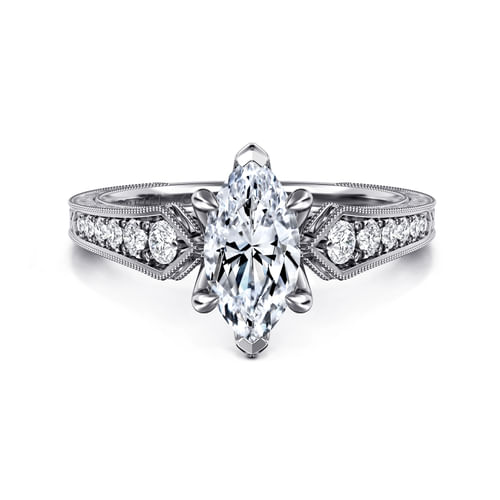 14K White Gold Marquise Shape Diamond Engagement Ring